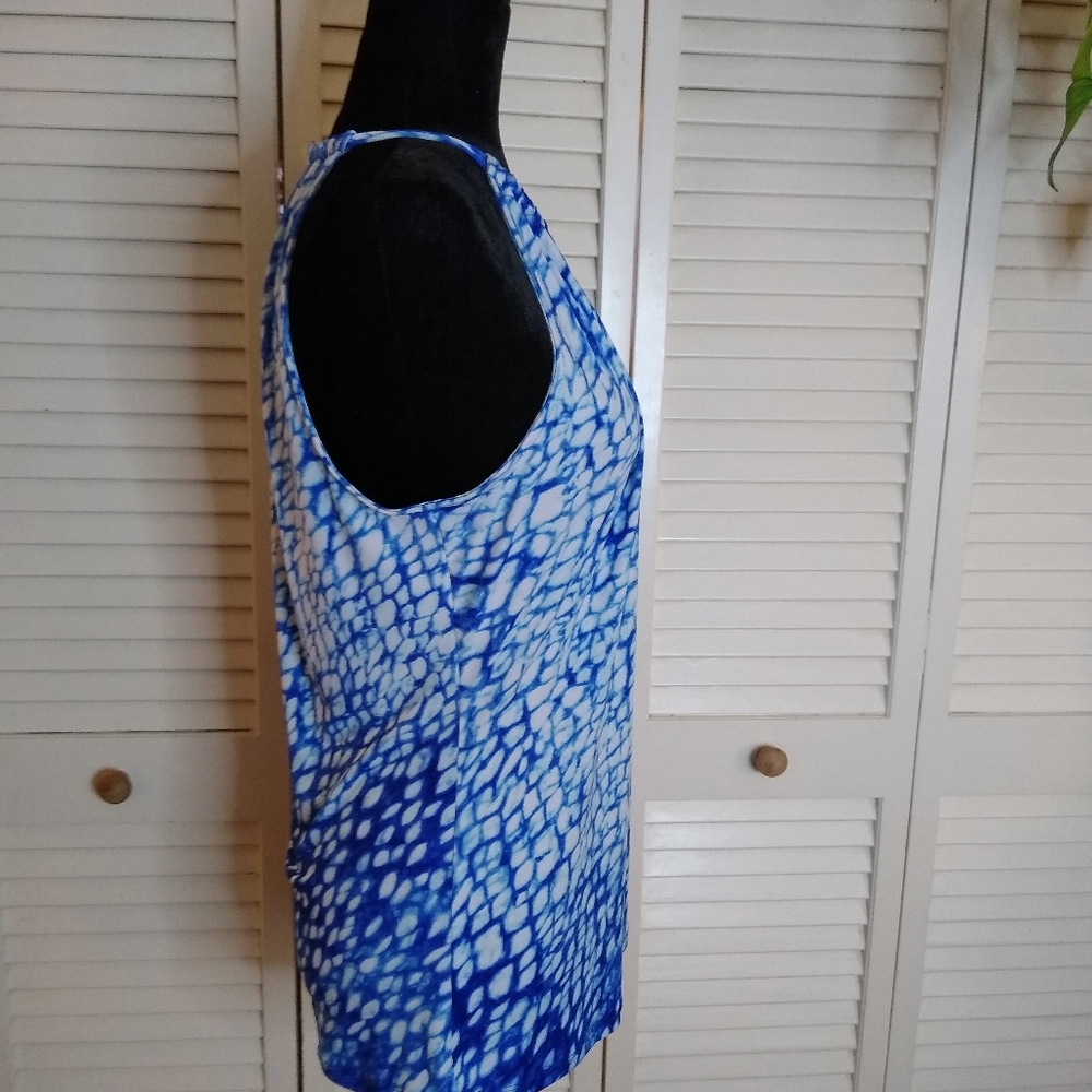 Michael Kors Blue Abstract Halter Blouse Keyhole Front Size S - Picture 7 of 12